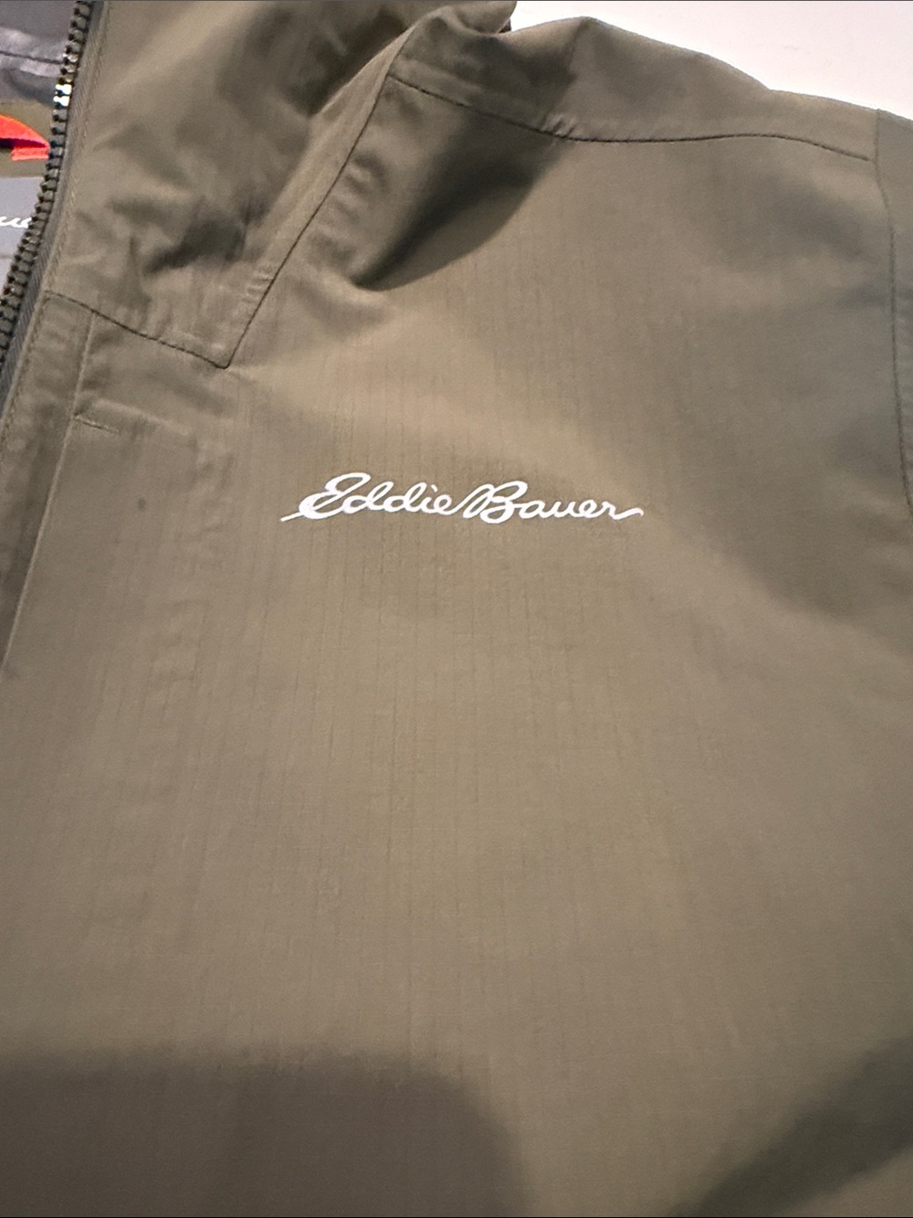 Eddie Bauer Olive Hooded Waterproof Shell Jacket - Picture 3 of 9